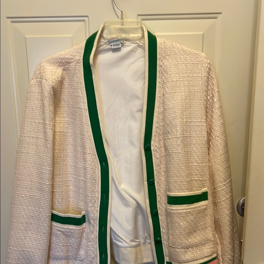 Women's Cream and Green Blazer